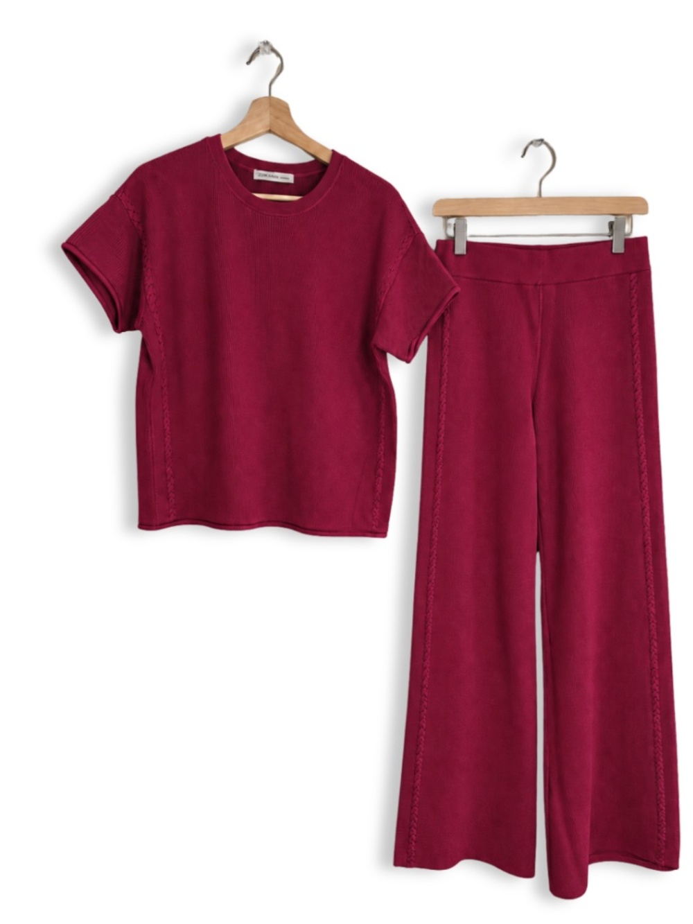 Zenana Premium Viscose Blend Cabernet Knit Set NWOT - Picture 2 of 6